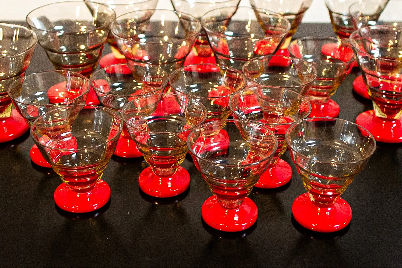 20 Bicchieri da shot in vetro attribuiti a Nason & Moretti, anni '30 4