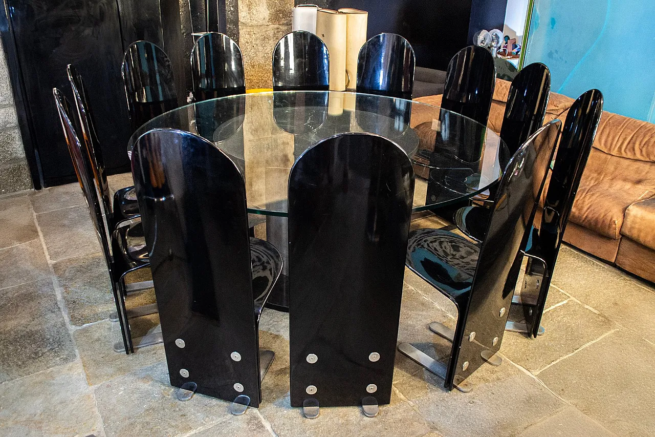 12 Pellicano chairs by Luigi Saccardo for Arrmet, 1970s 5