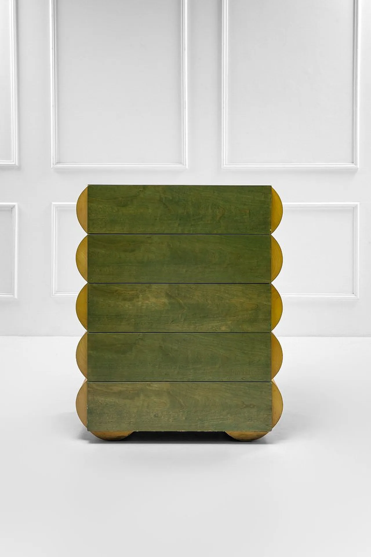 Architectural chest of drawers in wood, 1980s 1