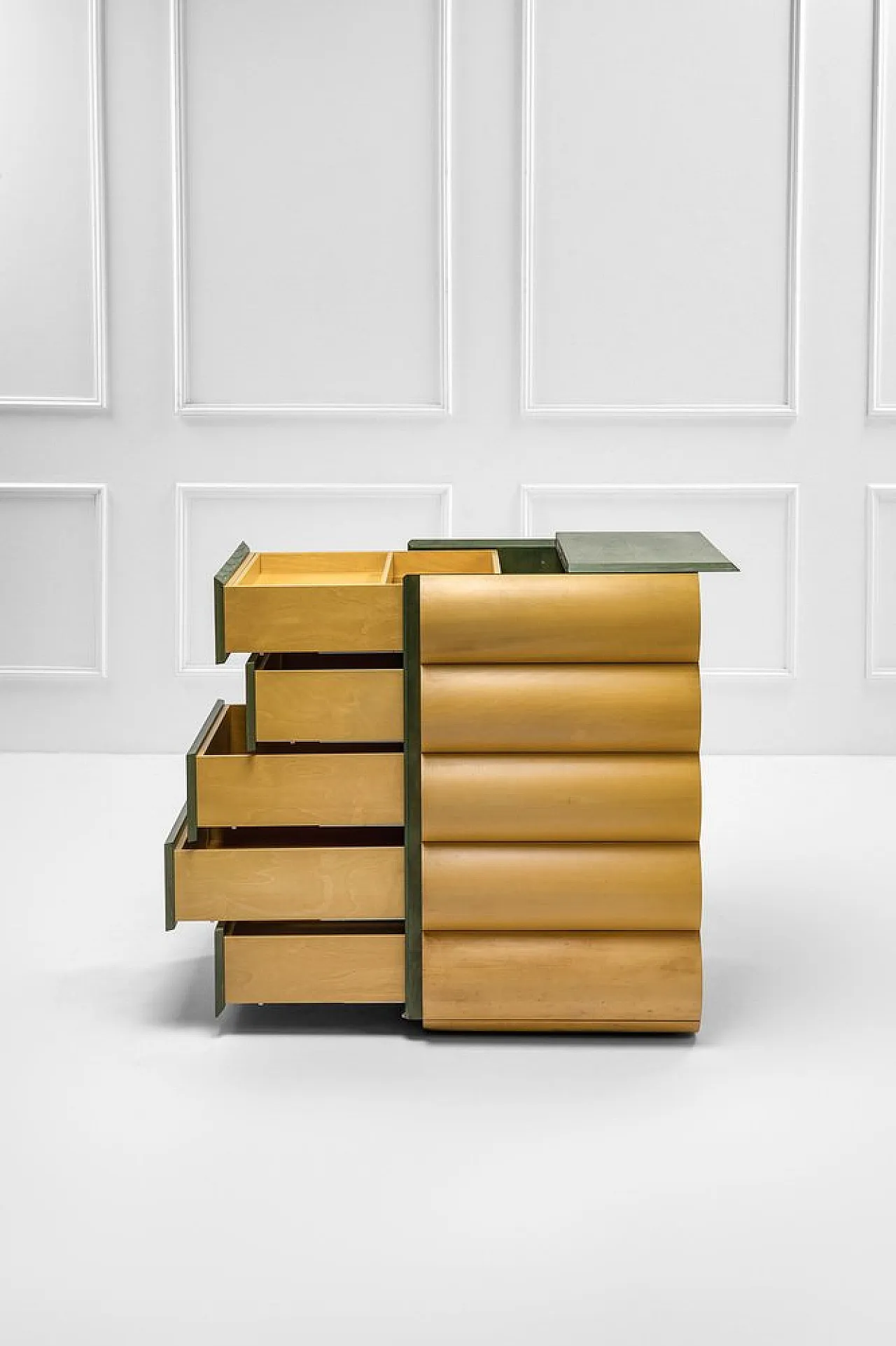 Architectural chest of drawers in wood, 1980s 3