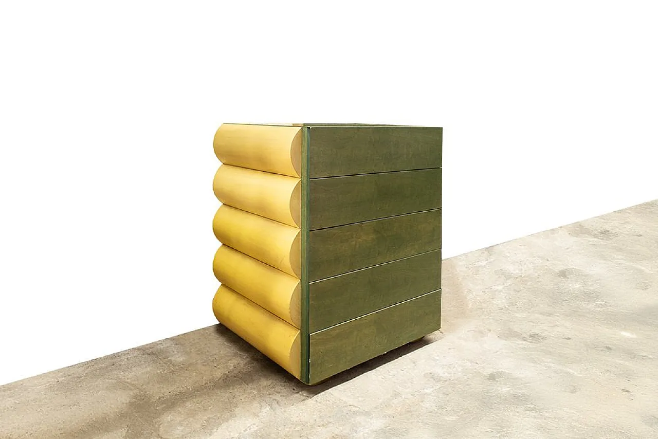 Architectural chest of drawers in wood, 1980s 7