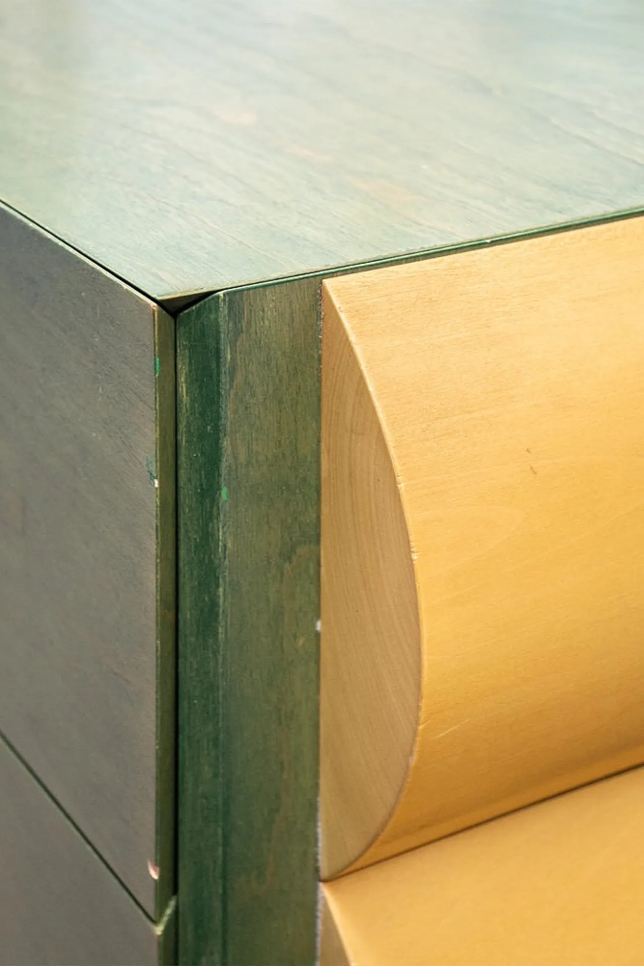 Architectural chest of drawers in wood, 1980s 10