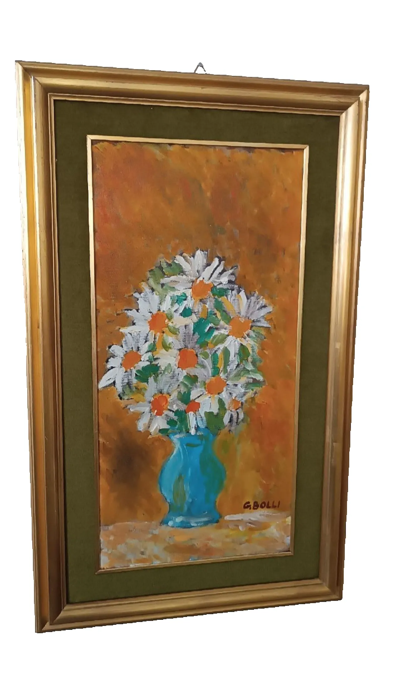 Vaso con fiori, olio su tavola, anni '70 2