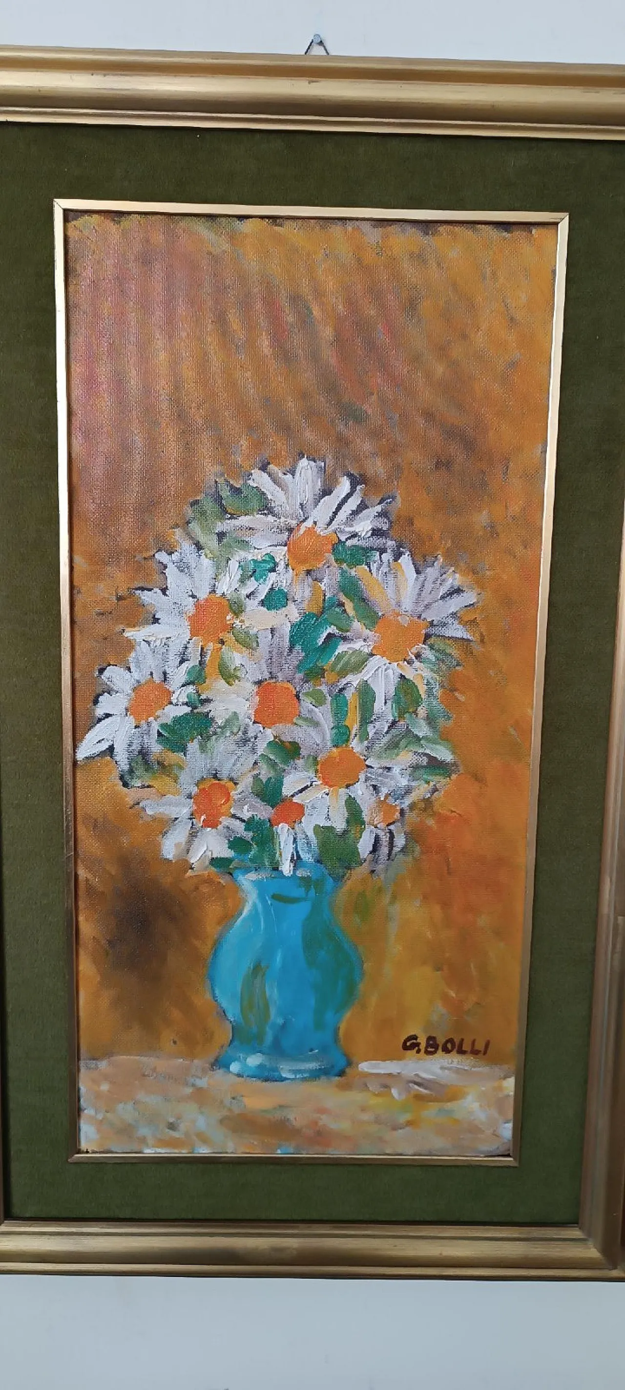 Vaso con fiori, olio su tavola, anni '70 4