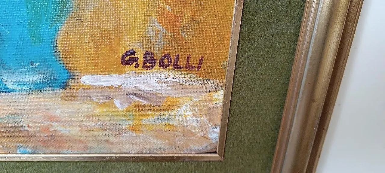 Vaso con fiori, olio su tavola, anni '70 6