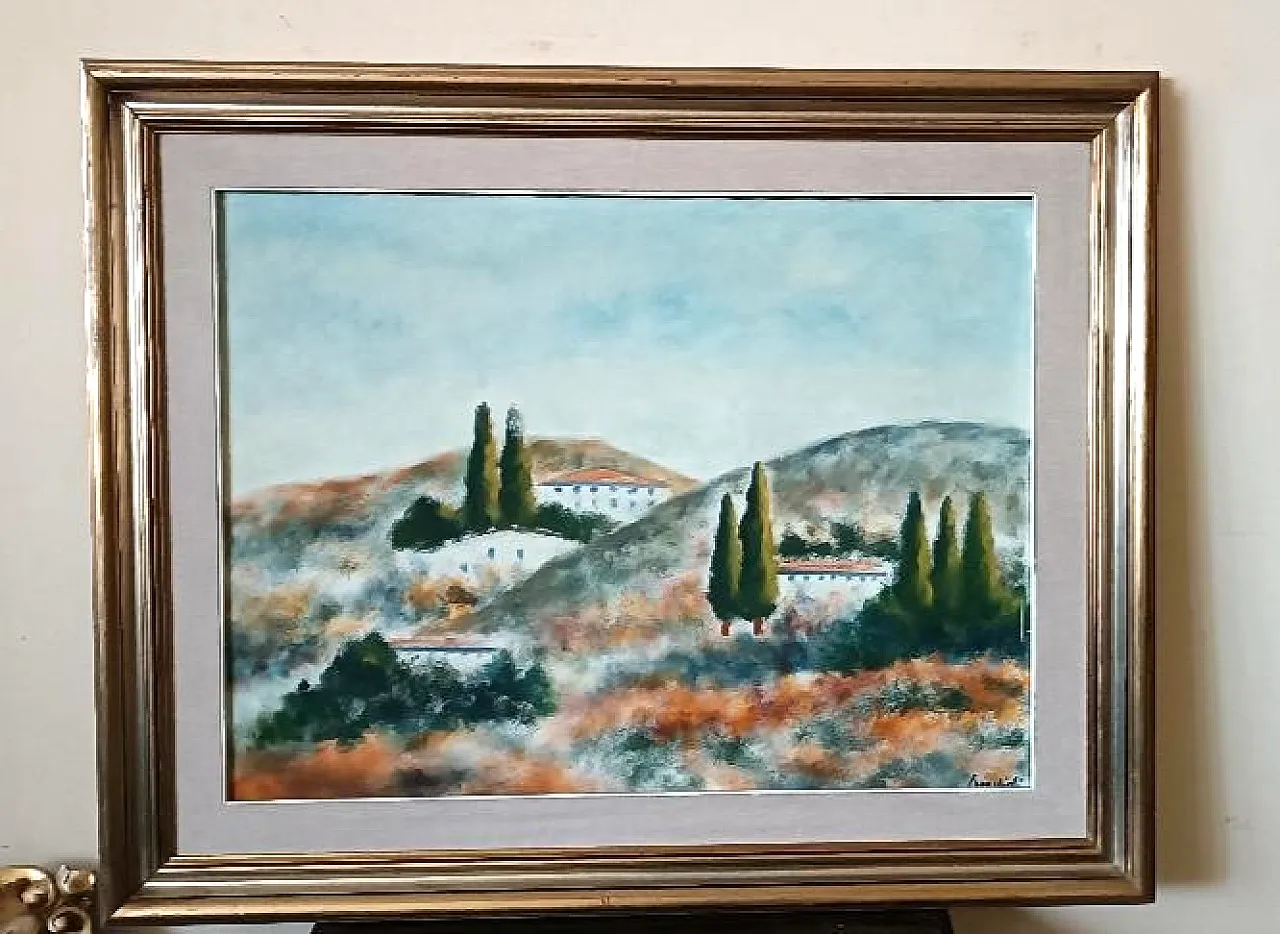 Tuscan landscape by Marino Scardigli, oil on canvas, 20th century 1