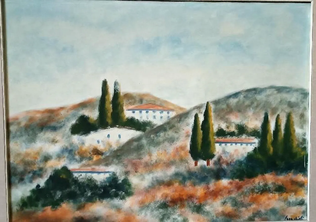 Tuscan landscape by Marino Scardigli, oil on canvas, 20th century 6