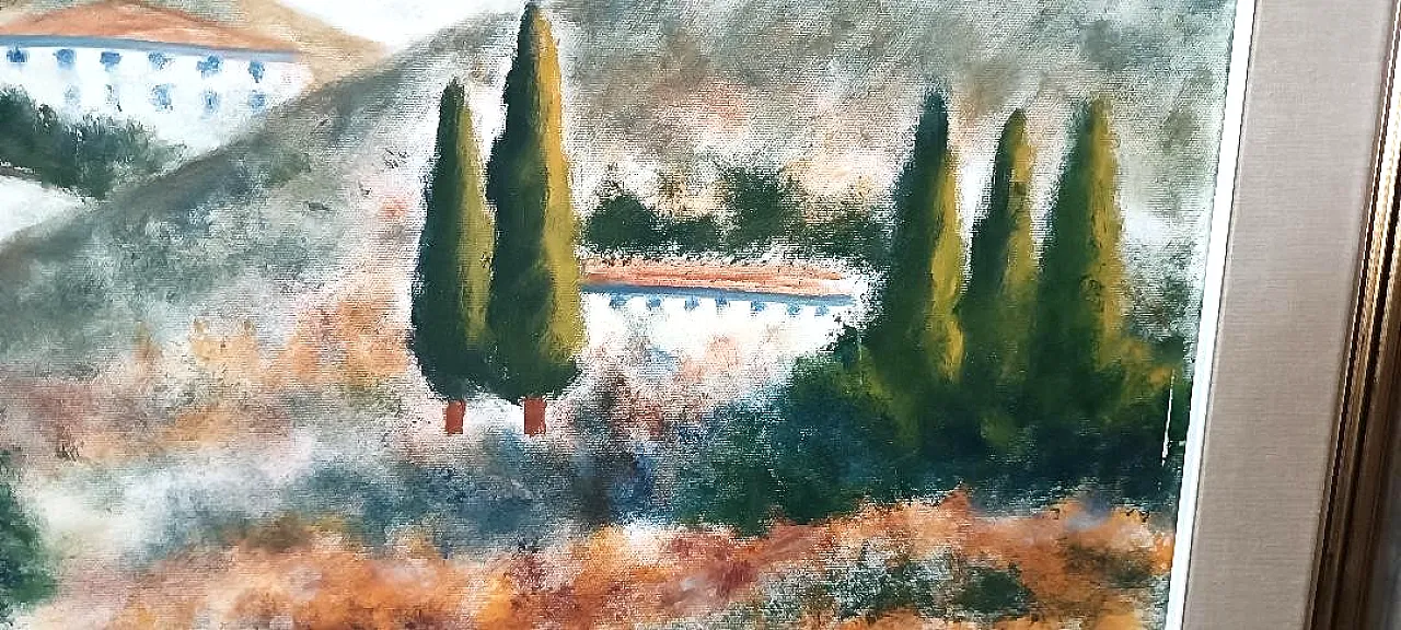 Tuscan landscape by Marino Scardigli, oil on canvas, 20th century 8