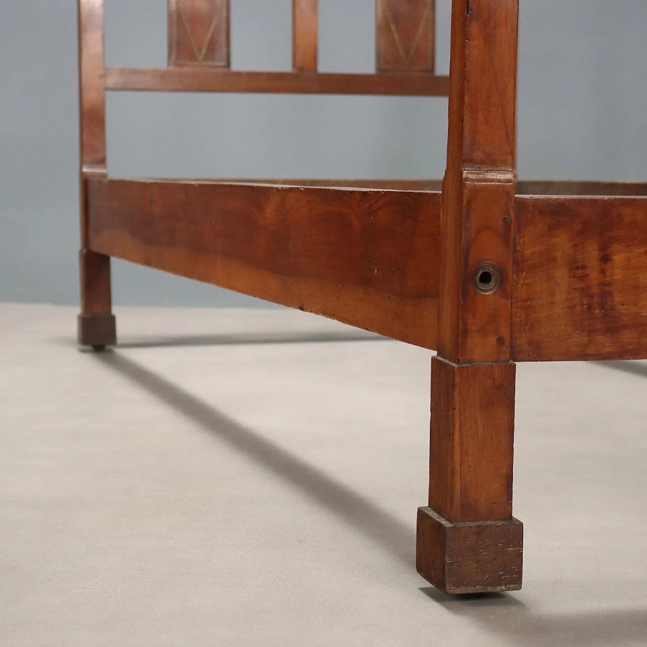 Letto singolo Empire in noce e ottone, '800 5