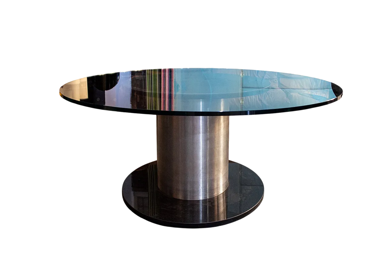 Tavolo Space Age in marmo, vetro e acciaio, anni '70 4