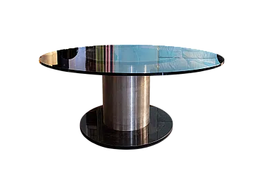 Tavolo Space Age in marmo, vetro e acciaio, anni '70