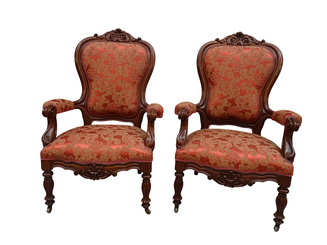 Pair of Charles X carved armchairs, first half 19th century 5
