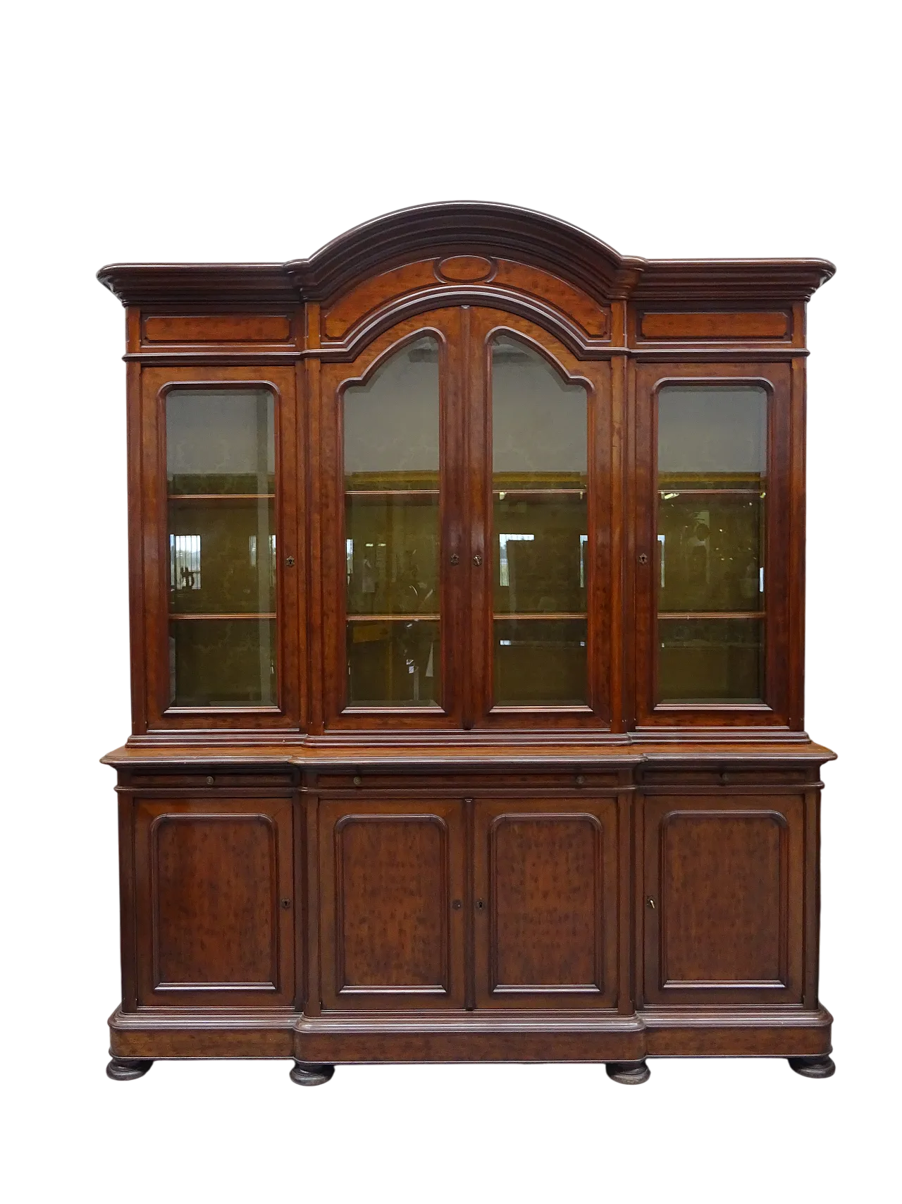 Napoleon III bookcase in mahogany with carved glass, 1880 7