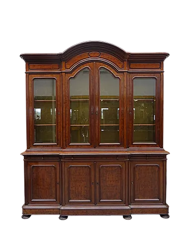 Napoleon III bookcase in mahogany with carved glass, 1880