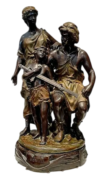 Devoir by Ernest Rancoulet, bronze sculpture, 19th century