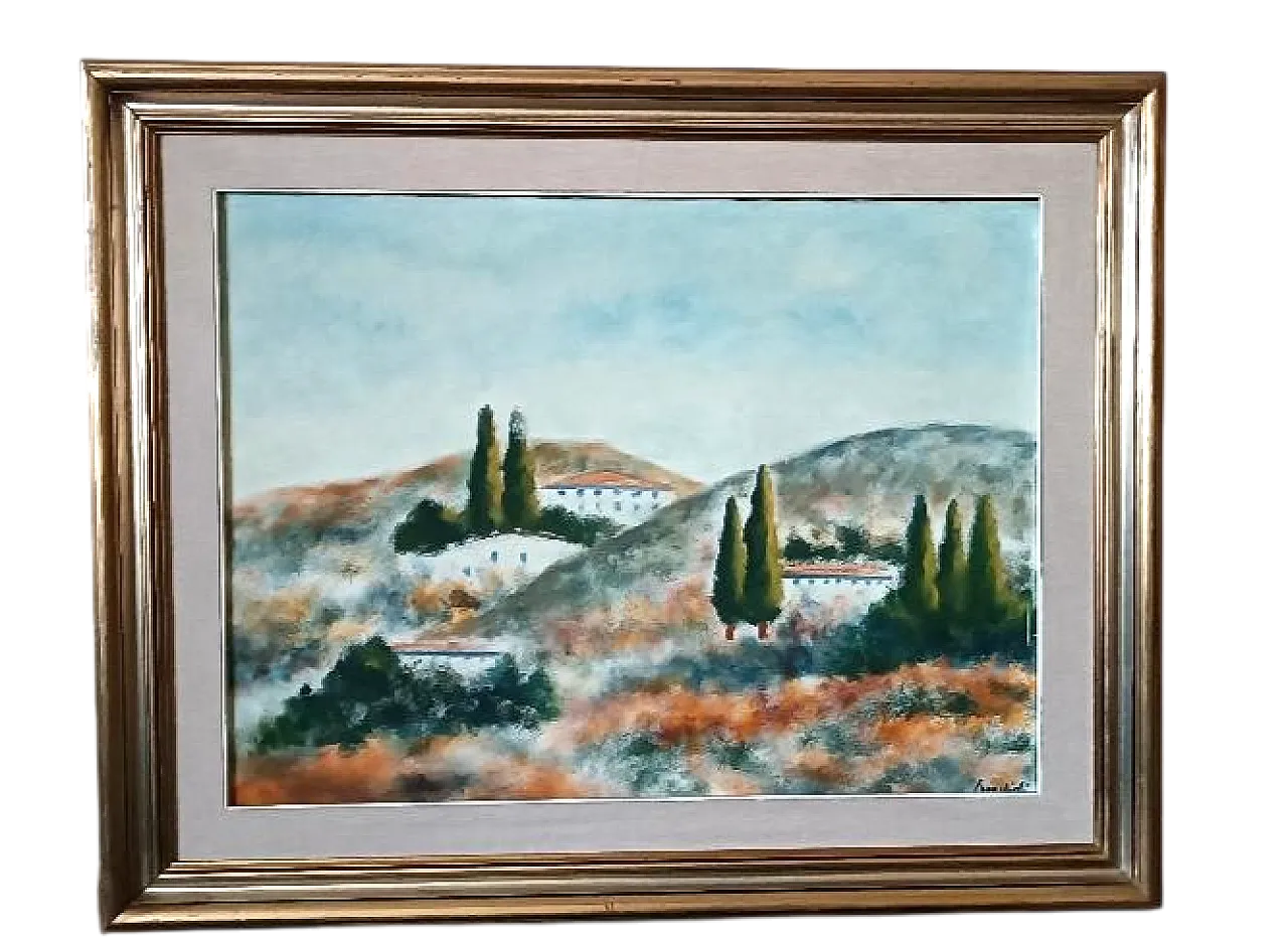 Tuscan landscape by Marino Scardigli, oil on canvas, 20th century 10