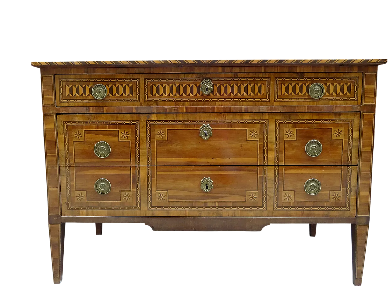Louis XVI chest of drawers in inlaid cherry, second half 18th century 13