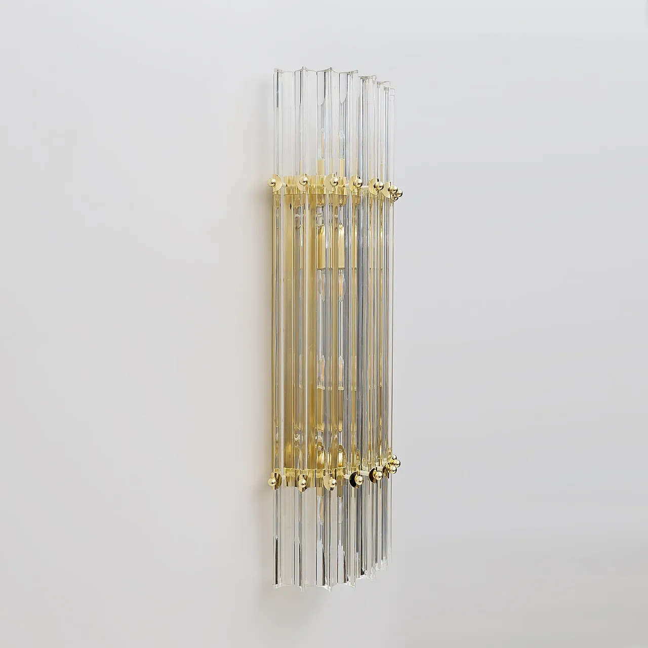 Pair of brass and Murano glass Triedri sconces by Venini, 2000s 5