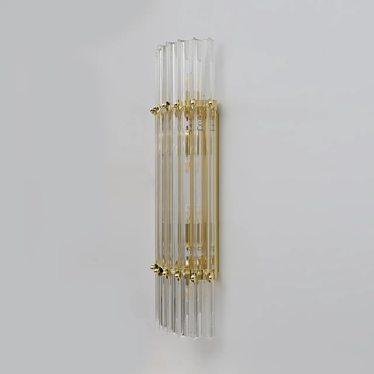 Pair of brass and Murano glass Triedri sconces by Venini, 2000s 6