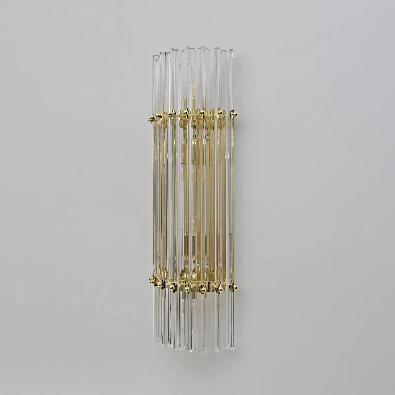 Pair of brass and Murano glass Triedri sconces by Venini, 2000s 7