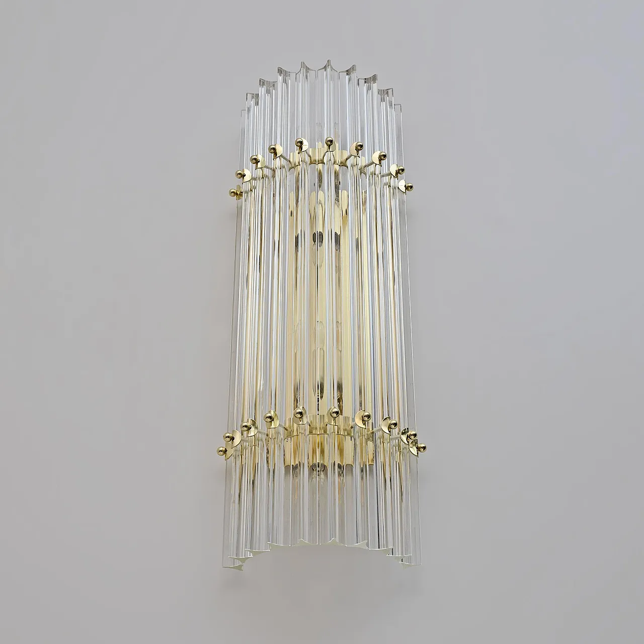 Pair of brass and Murano glass Triedri sconces by Venini, 2000s 8
