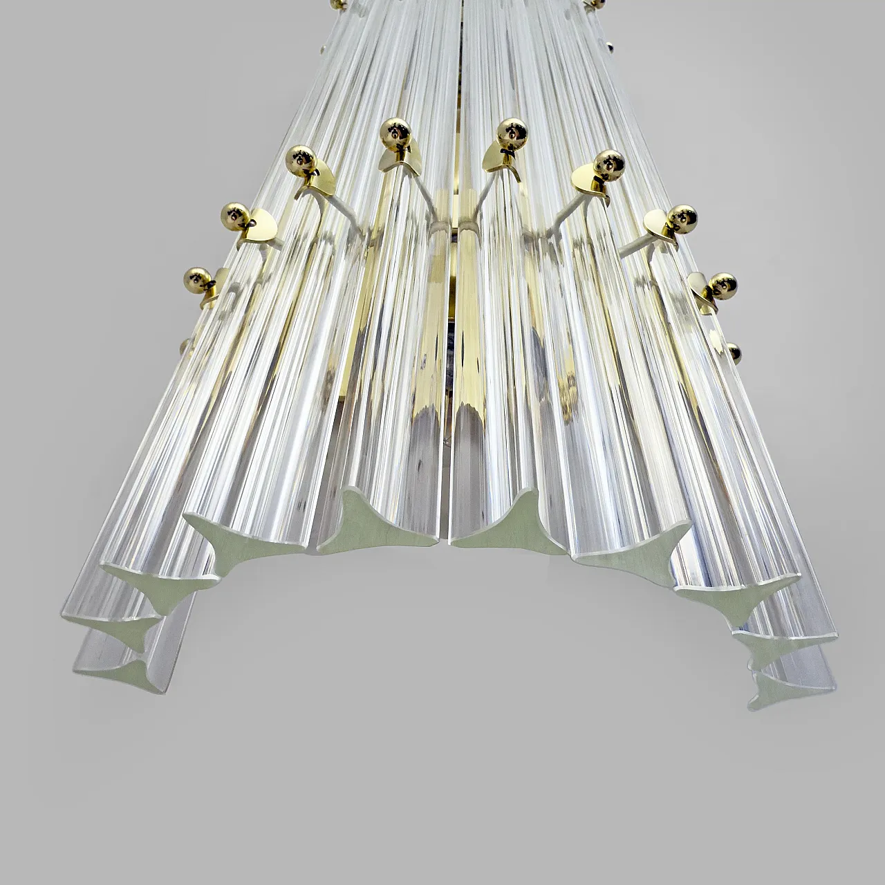 Pair of brass and Murano glass Triedri sconces by Venini, 2000s 9