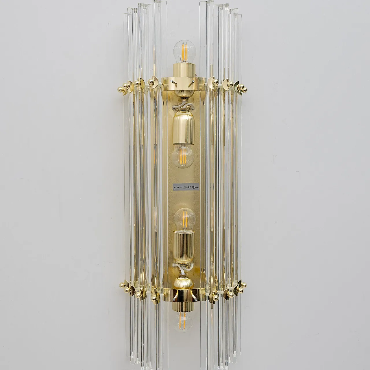 Pair of brass and Murano glass Triedri sconces by Venini, 2000s 10