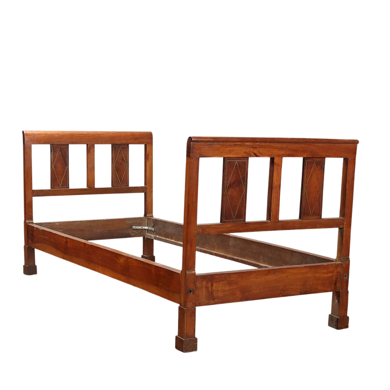 Letto singolo Empire in noce e ottone, '800 9