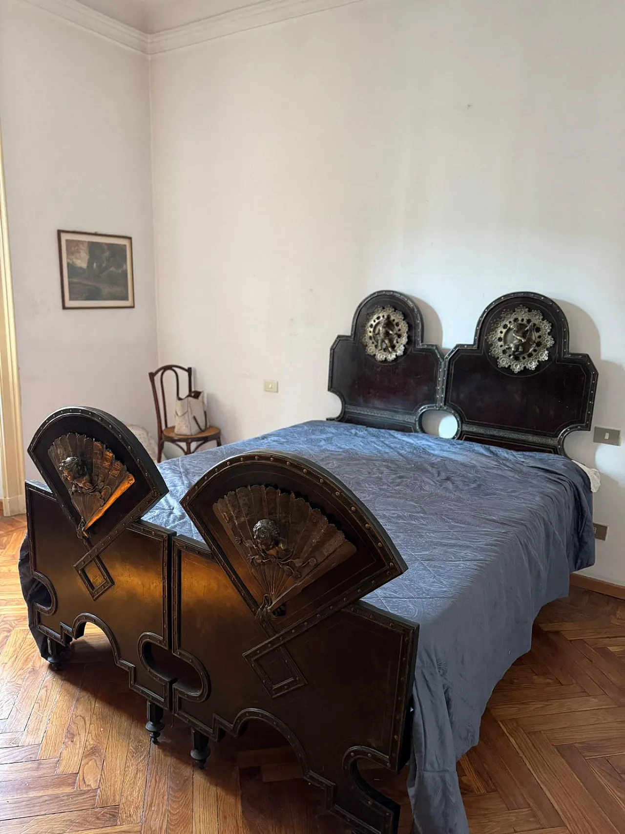 Letto matrimoniale in ghisa e ferro battuto, '800 10