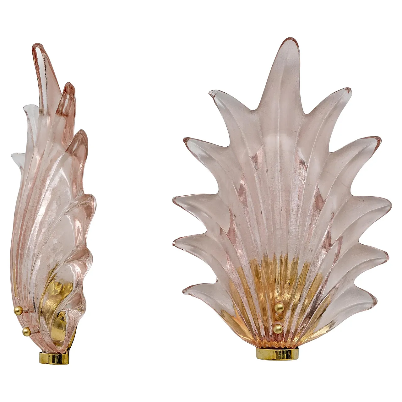 Pair in Murano glass leaf sconces by Barovier & Toso, 2000s 1