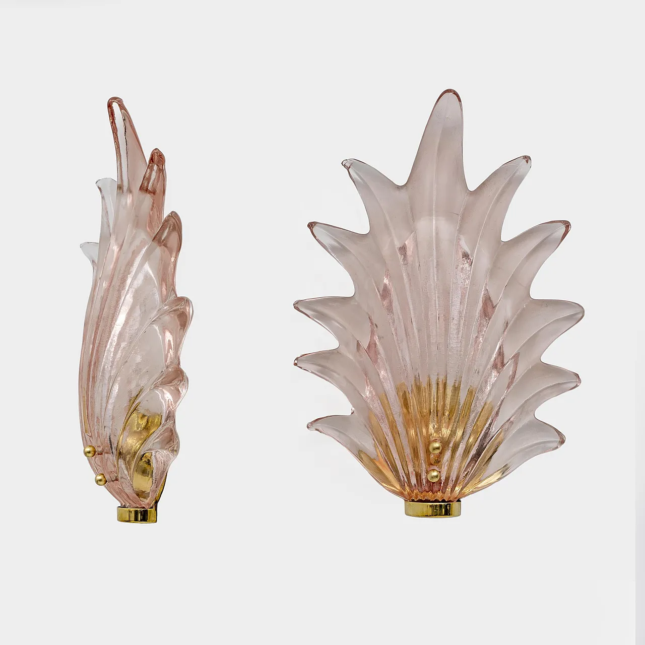 Pair in Murano glass leaf sconces by Barovier & Toso, 2000s 2