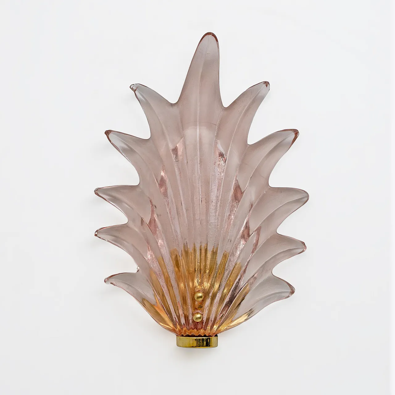 Pair in Murano glass leaf sconces by Barovier & Toso, 2000s 3