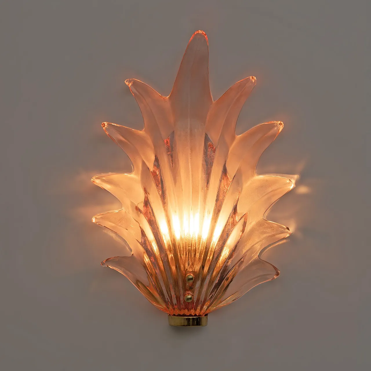 Pair in Murano glass leaf sconces by Barovier & Toso, 2000s 4