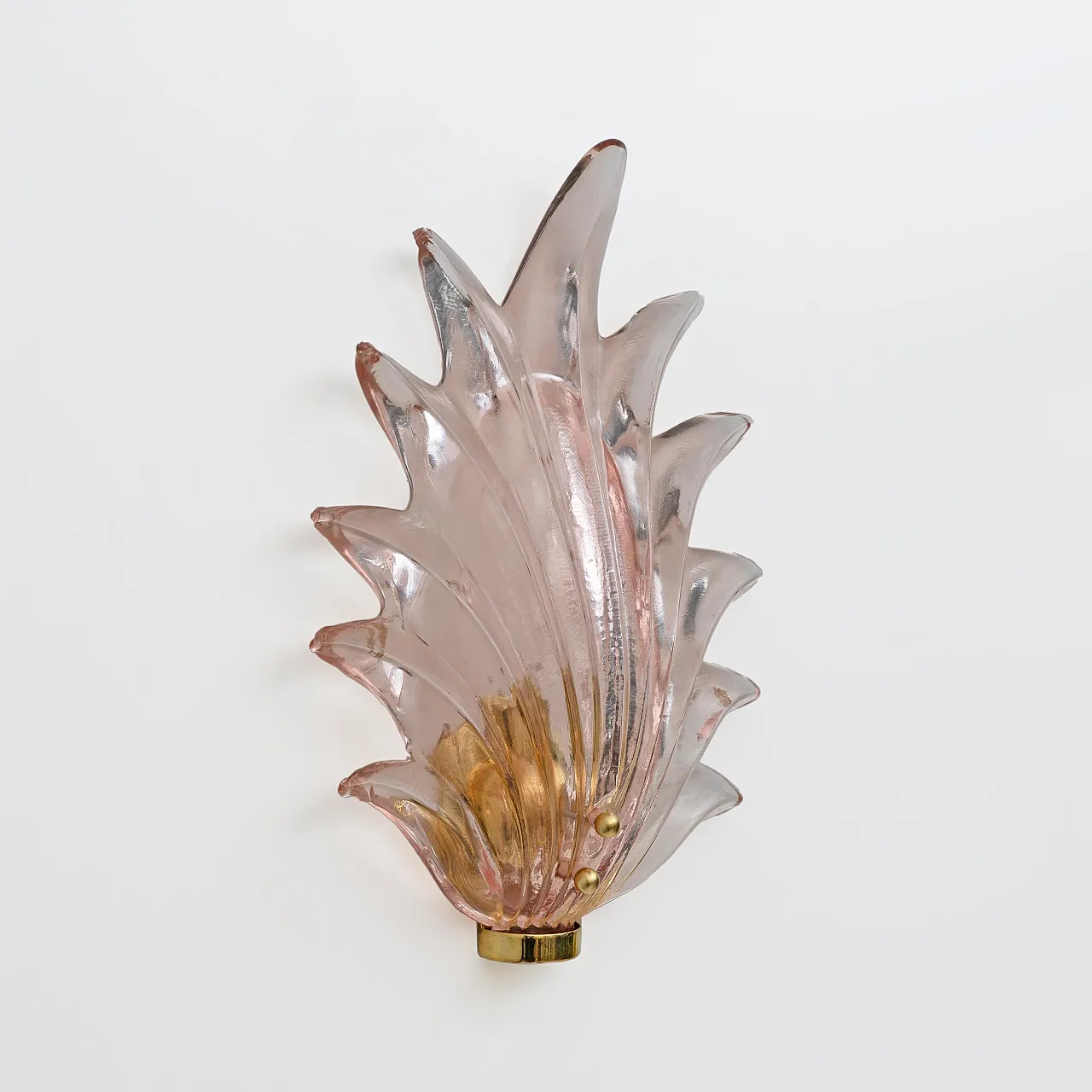 Pair in Murano glass leaf sconces by Barovier & Toso, 2000s 5