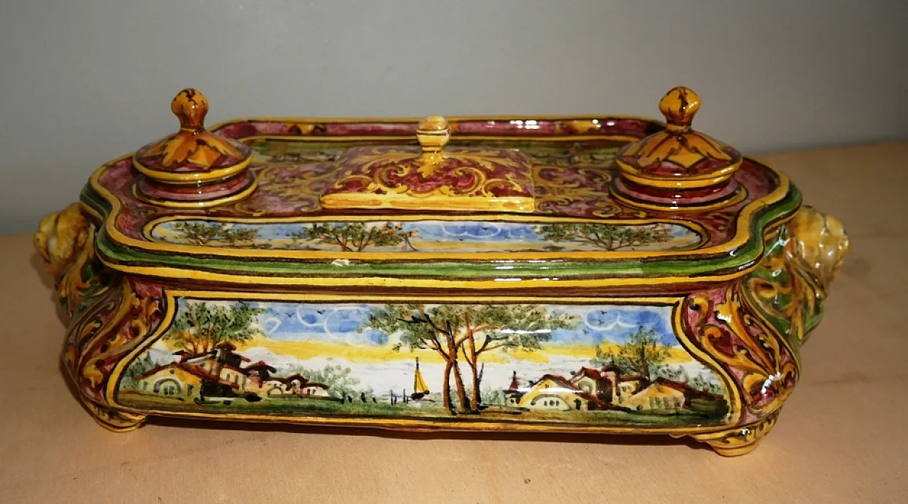 Calamaio in ceramic by Minghetti Bologna manufacture, 20s 1