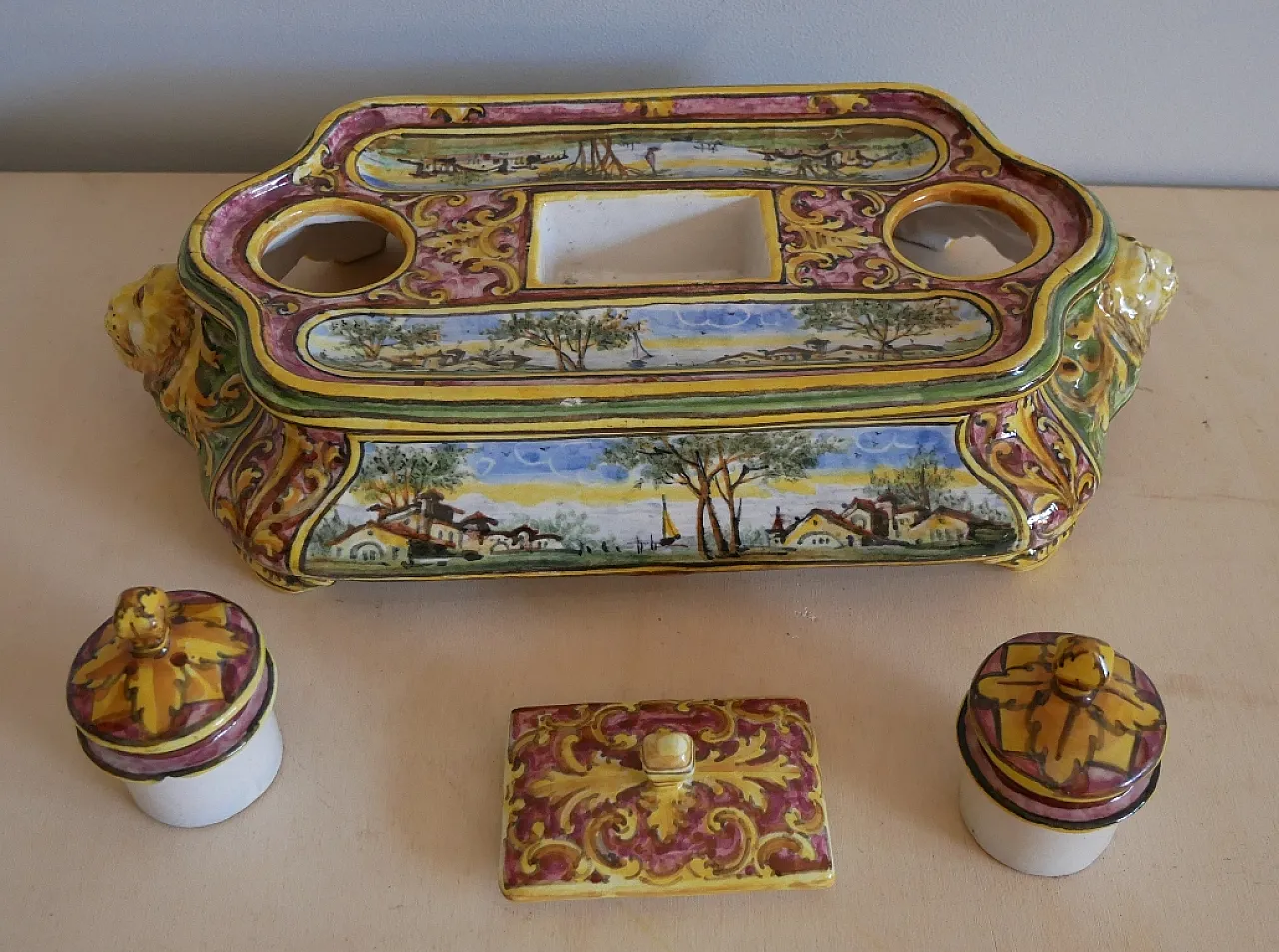 Calamaio in ceramic by Minghetti Bologna manufacture, 20s 2