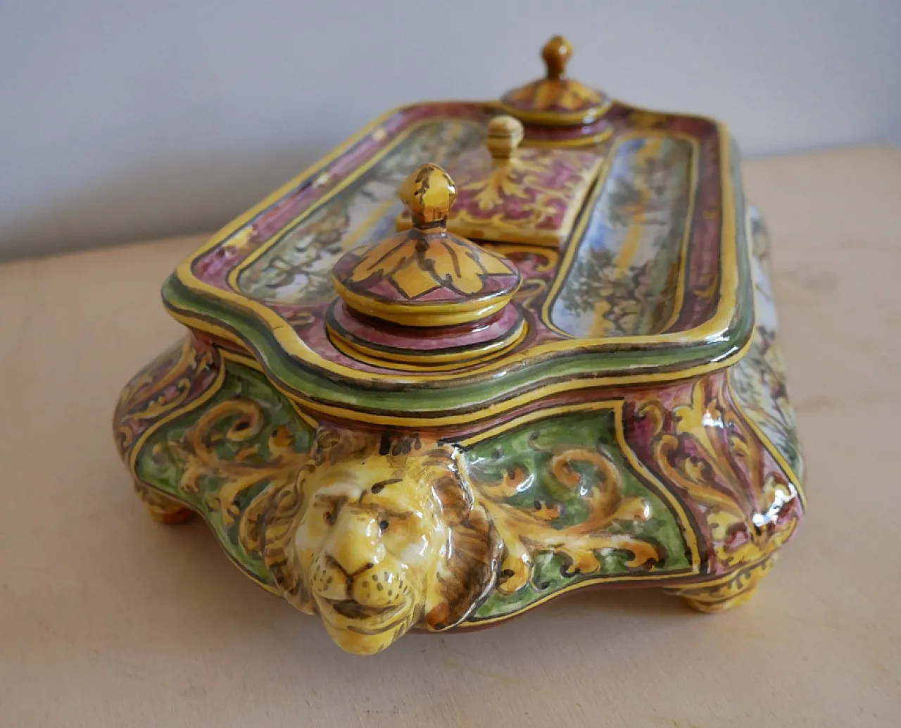 Calamaio in ceramic by Minghetti Bologna manufacture, 20s 5