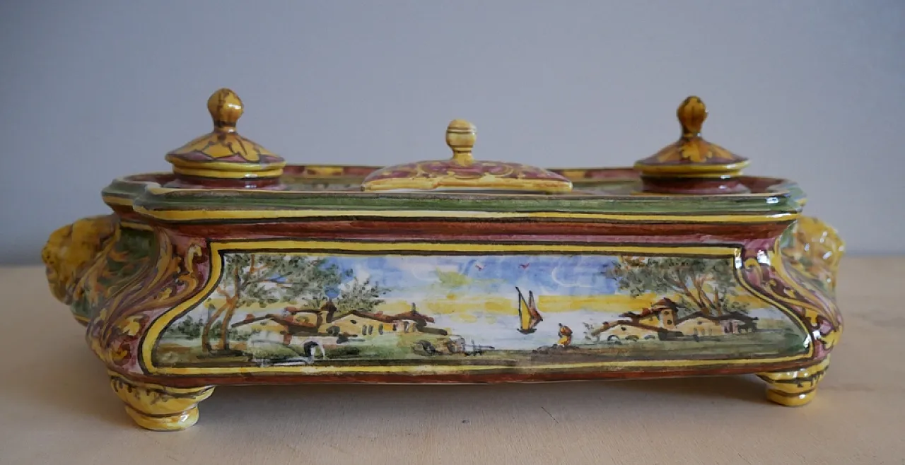 Calamaio in ceramic by Minghetti Bologna manufacture, 20s 7