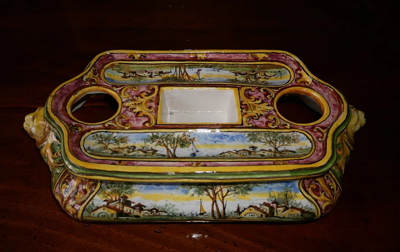 Calamaio in ceramic by Minghetti Bologna manufacture, 20s 9