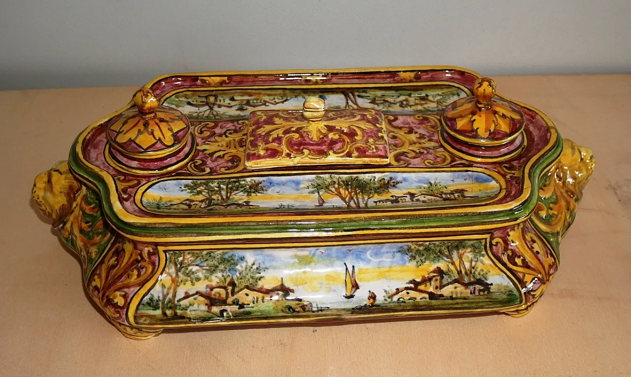 Calamaio in ceramic by Minghetti Bologna manufacture, 20s 10