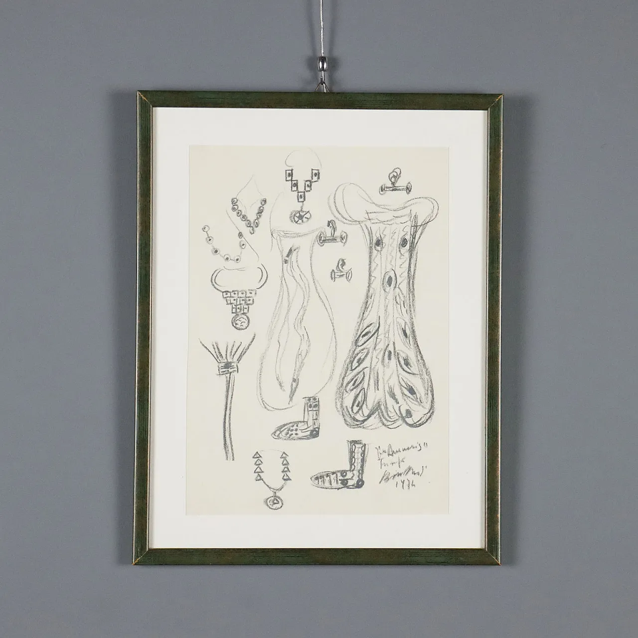 Disegno di Remo Brindisi, bozzetto per i costumi di Aida, anni '70 1