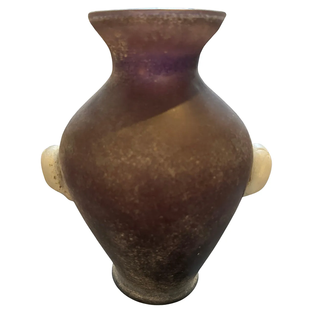 Vaso ad anfora in vetro di Murano Cenedese Scavo, anni '70 1