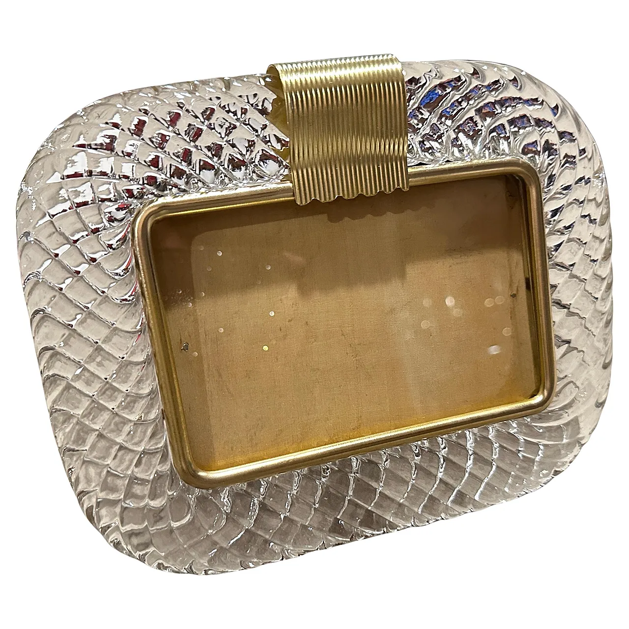 Clear Murano glass picture frame in the manner of Barovier, 1990s 1