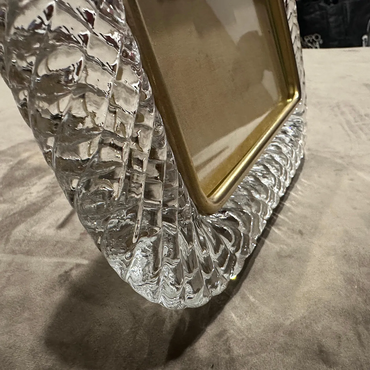 Clear Murano glass picture frame in the manner of Barovier, 1990s 2