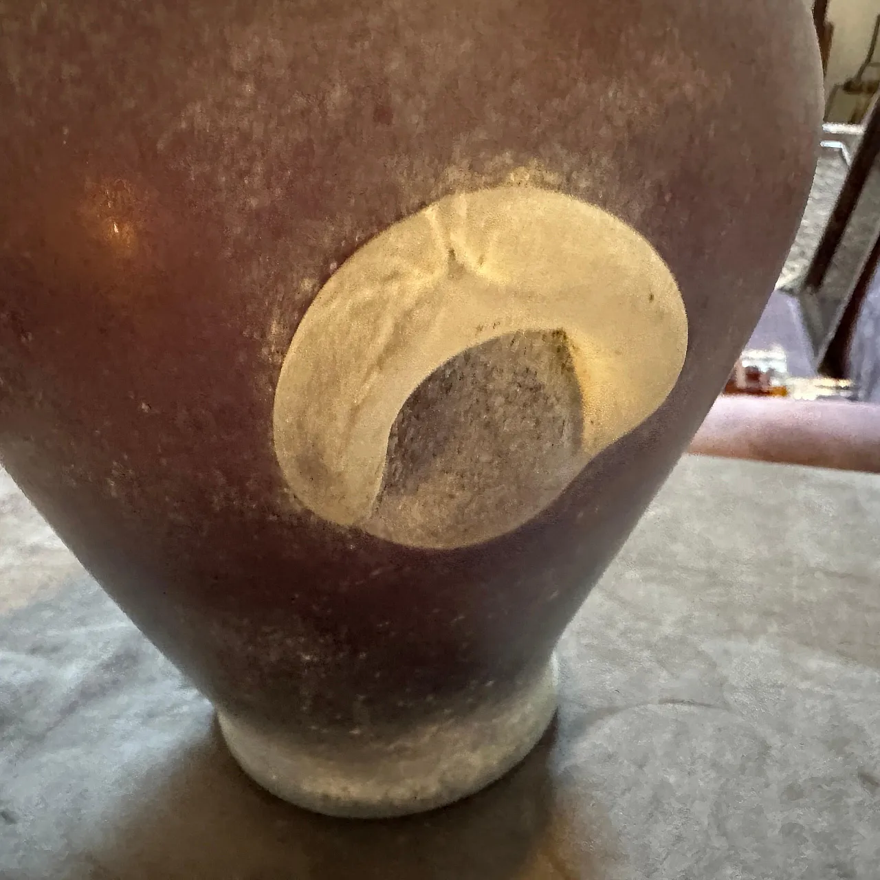 Vaso ad anfora in vetro di Murano Cenedese Scavo, anni '70 3