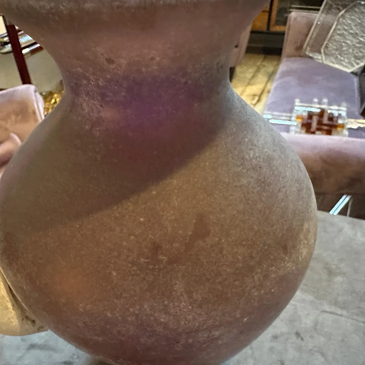 Vaso ad anfora in vetro di Murano Cenedese Scavo, anni '70 6