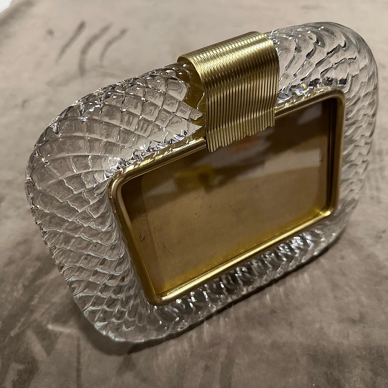 Clear Murano glass picture frame in the manner of Barovier, 1990s 8