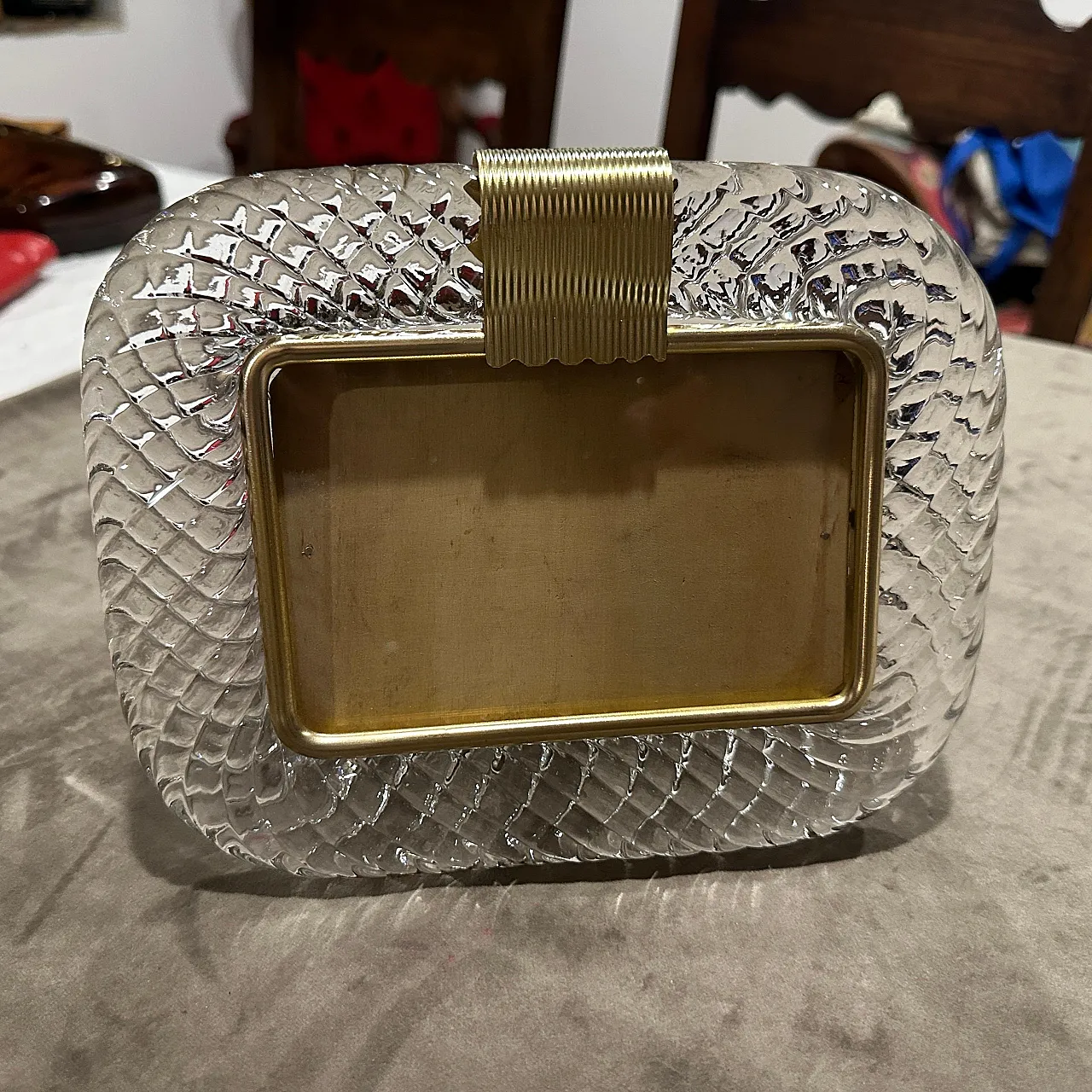 Clear Murano glass picture frame in the manner of Barovier, 1990s 9