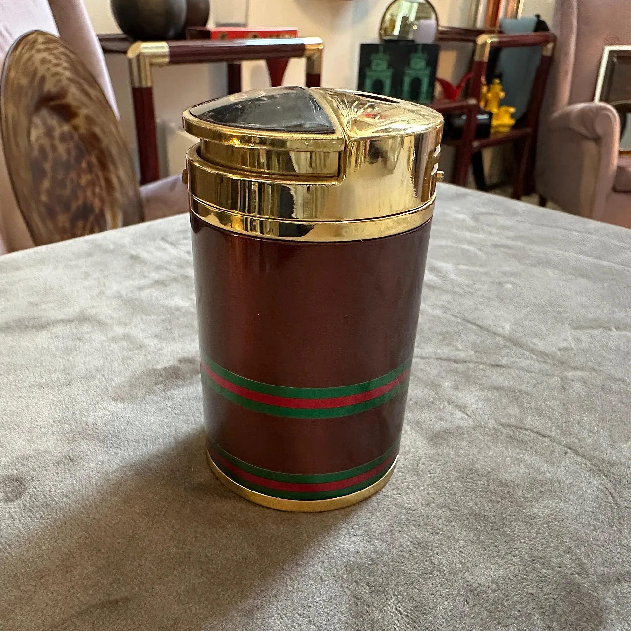 Modern brass and lacquer table lighter by Gucci, 1980s 12