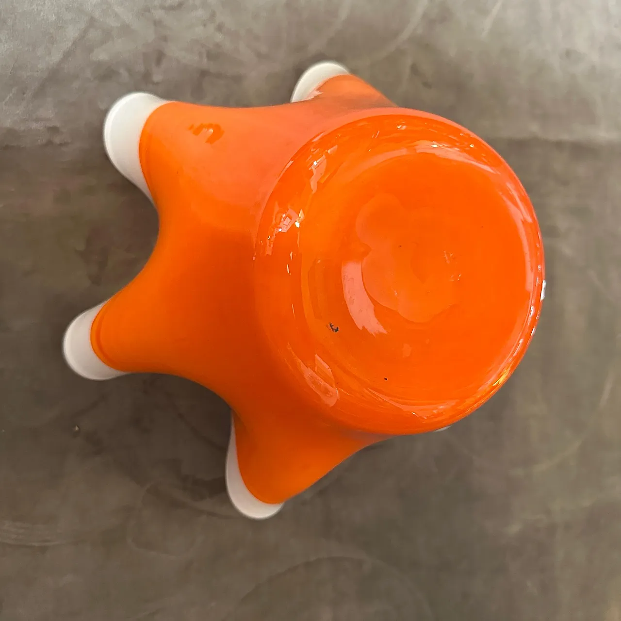 Orange and white Murano glass vase in the manner of Venini, 1970s 10